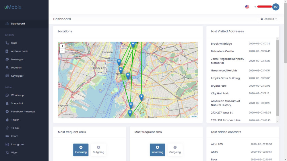 uMobix dashboard